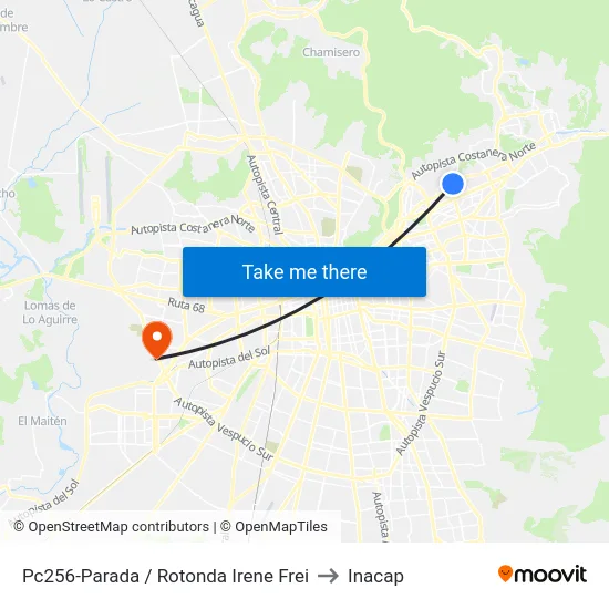 Pc256-Parada / Rotonda Irene Frei to Inacap map
