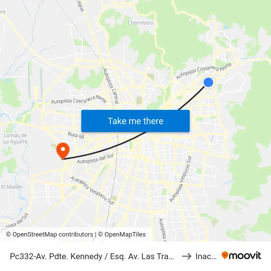 Pc332-Av. Pdte. Kennedy / Esq. Av. Las Tranqueras to Inacap map