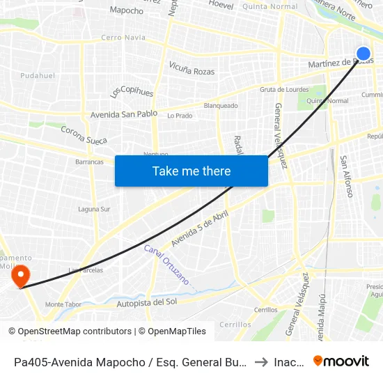 Pa405-Avenida Mapocho / Esq. General Bulnes to Inacap map