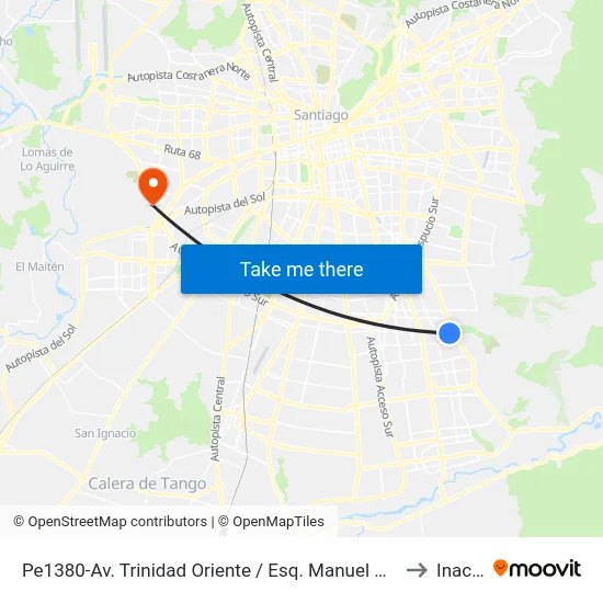 Pe1380-Av. Trinidad Oriente / Esq. Manuel Rodríguez to Inacap map