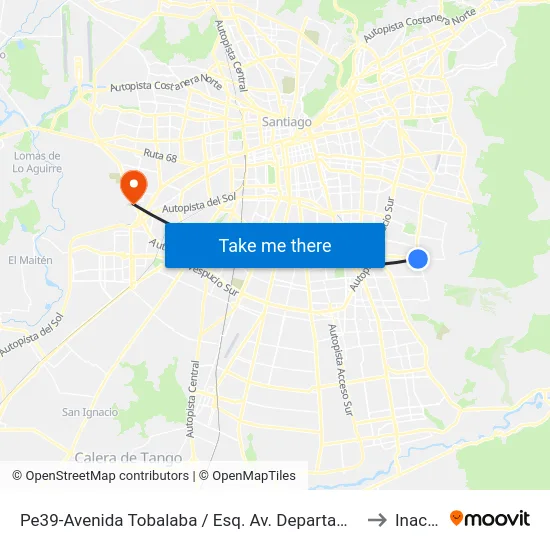 Pe39-Avenida Tobalaba / Esq. Av. Departamental to Inacap map