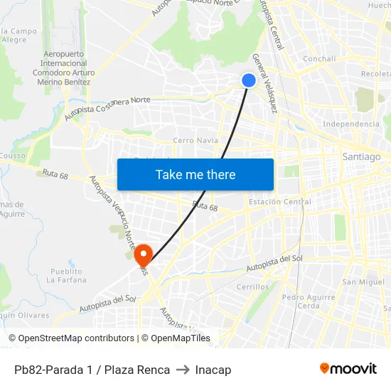 Pb82-Parada 1 / Plaza Renca to Inacap map
