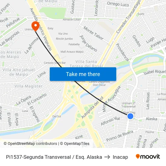 Pi1537-Segunda Transversal / Esq. Alaska to Inacap map