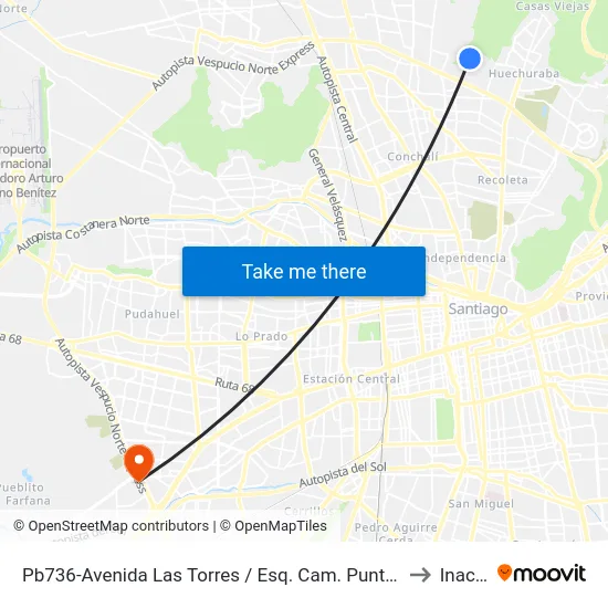 Pb736-Avenida Las Torres / Esq. Cam. Punta Mocha to Inacap map