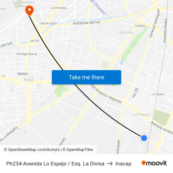 Ph234-Avenida Lo Espejo / Esq. La Divisa to Inacap map