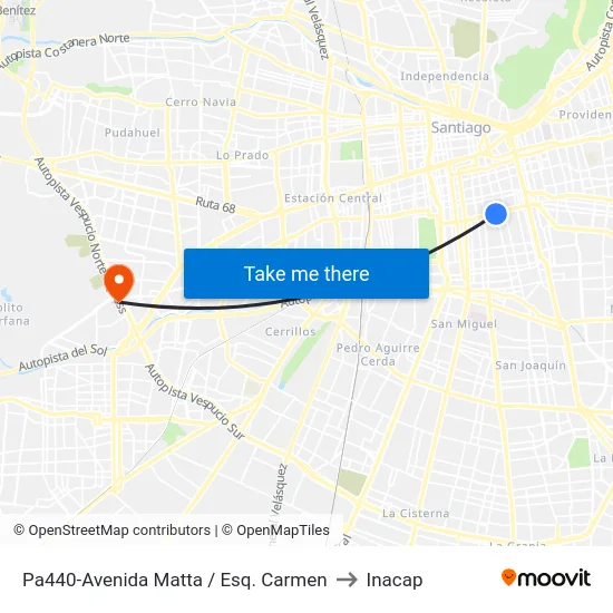 Pa440-Avenida Matta / Esq. Carmen to Inacap map
