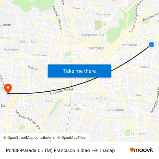 Pc488-Parada 6 / (M) Francisco Bilbao to Inacap map