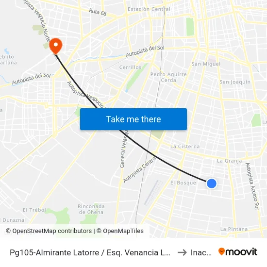 Pg105-Almirante Latorre / Esq. Venancia Leiva to Inacap map