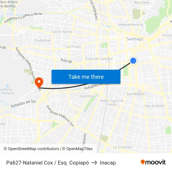 Pa627-Nataniel Cox / Esq. Copiapó to Inacap map