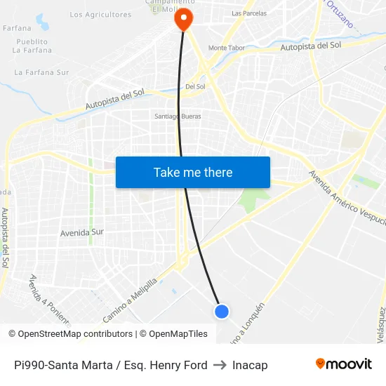 Pi990-Santa Marta / Esq. Henry Ford to Inacap map