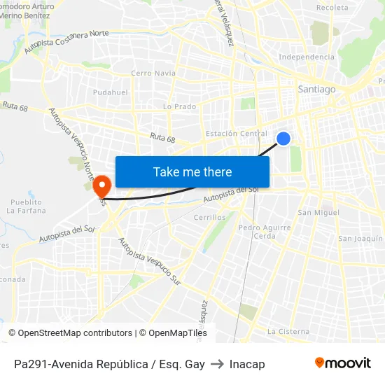 Pa291-Avenida República / Esq. Gay to Inacap map