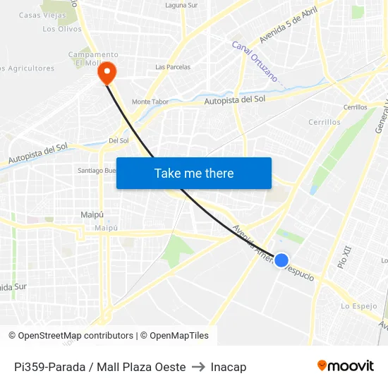 Pi359-Parada / Mall Plaza Oeste to Inacap map