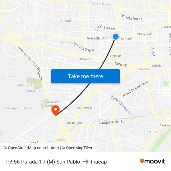 Pj956-Parada 1 / (M) San Pablo to Inacap map