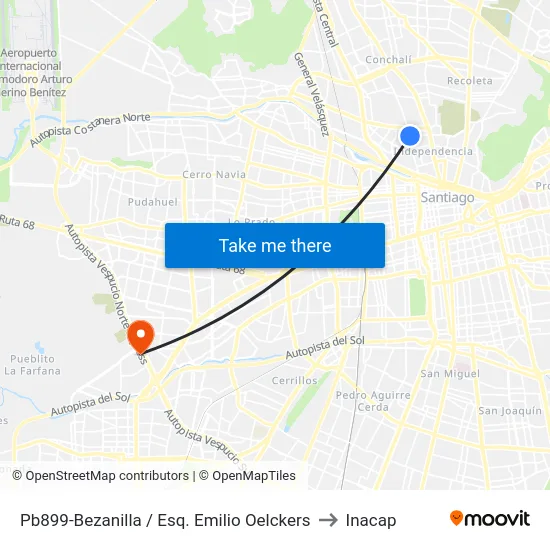 Pb899-Bezanilla / Esq. Emilio Oelckers to Inacap map