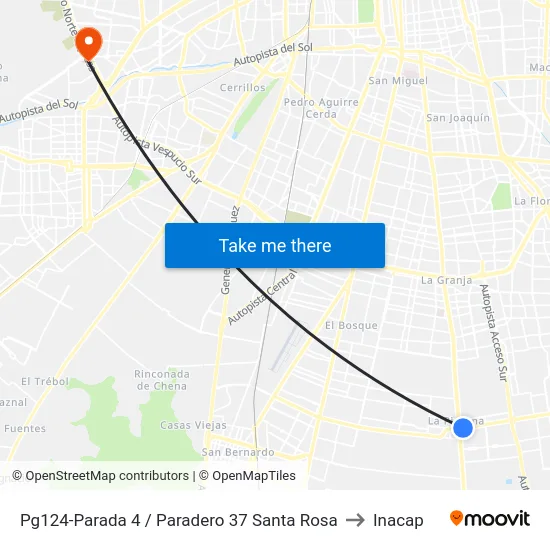 Pg124-Parada 4 / Paradero 37 Santa Rosa to Inacap map