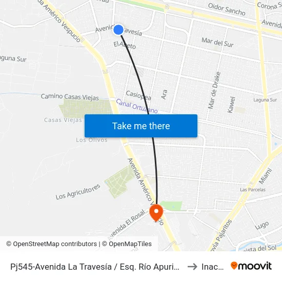 Pj545-Avenida La Travesía / Esq. Río Apurimac to Inacap map