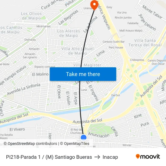 Pi218-Parada 1 / (M) Santiago Bueras to Inacap map