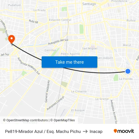 Pe819-Mirador Azul / Esq. Machu Pichu to Inacap map