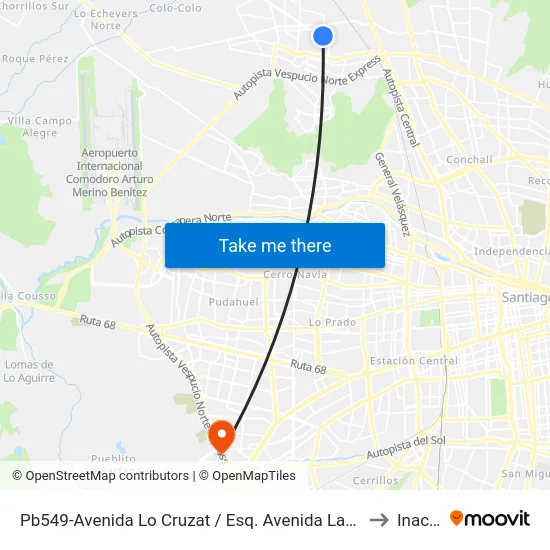 Pb549-Avenida Lo Cruzat / Esq. Avenida Las Torres to Inacap map