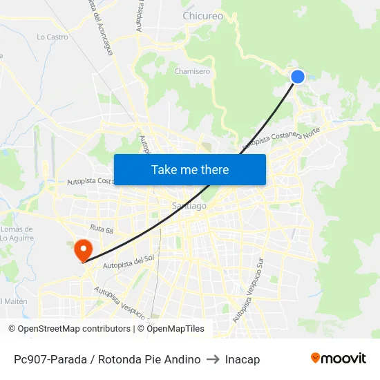 Pc907-Parada / Rotonda Pie Andino to Inacap map
