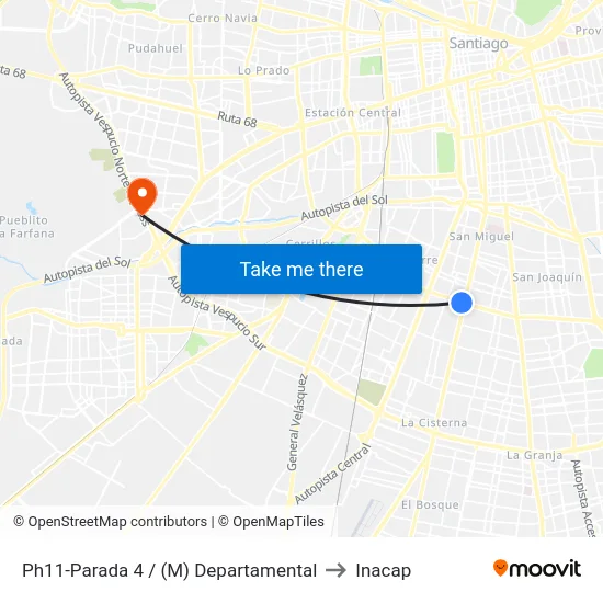 Ph11-Parada 4 / (M) Departamental to Inacap map