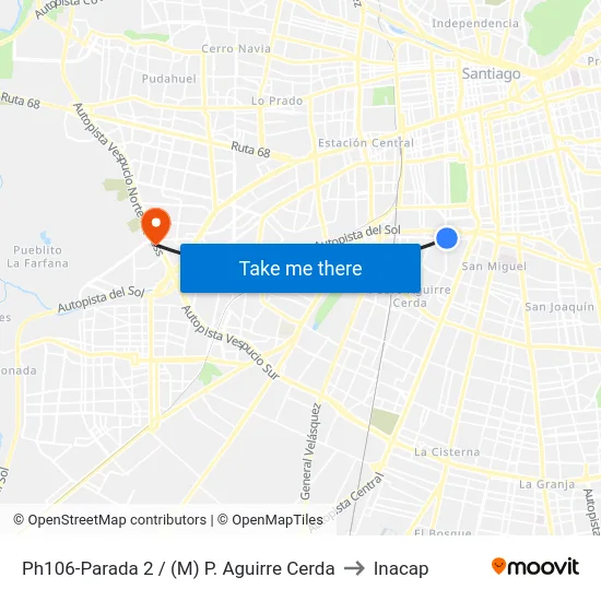 Ph106-Parada 2 / (M) P. Aguirre Cerda to Inacap map