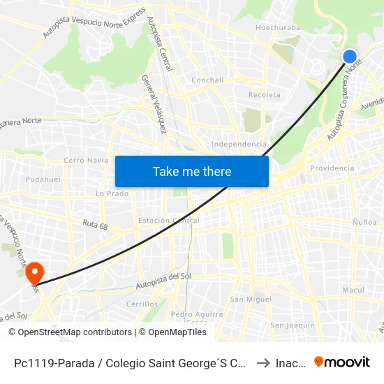 Pc1119-Parada / Colegio Saint George´S College to Inacap map