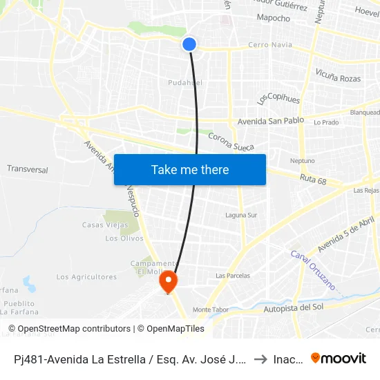 Pj481-Avenida La Estrella / Esq. Av. José J. Pérez to Inacap map