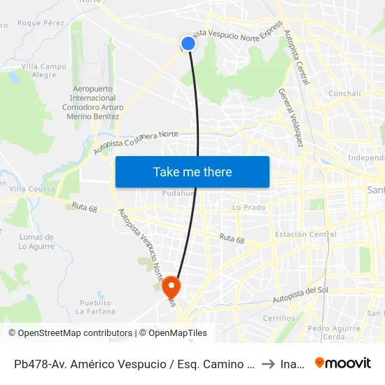 Pb478-Av. Américo Vespucio / Esq. Camino Lo Echevers to Inacap map