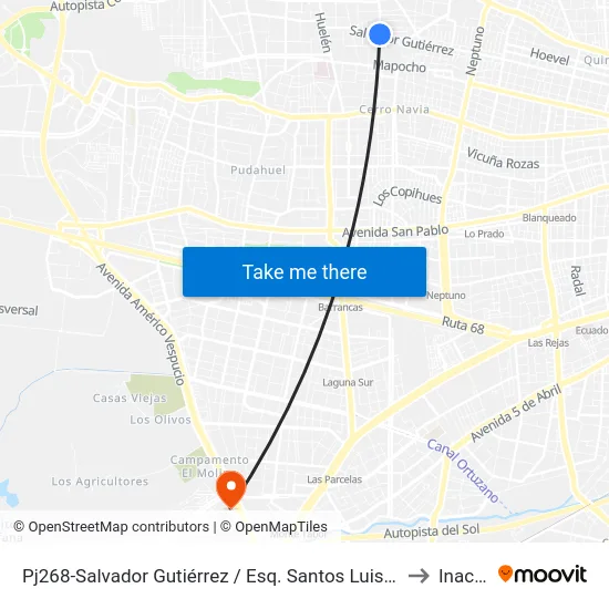 Pj268-Salvador Gutiérrez / Esq. Santos Luis Medel to Inacap map