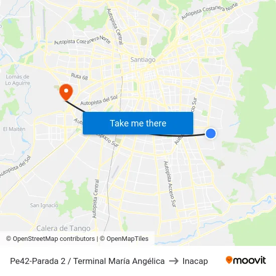 Pe42-Parada 2 / Terminal María Angélica to Inacap map