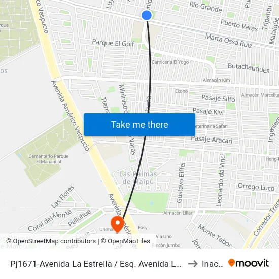 Pj1671-Avenida La Estrella / Esq. Avenida Los Mares to Inacap map