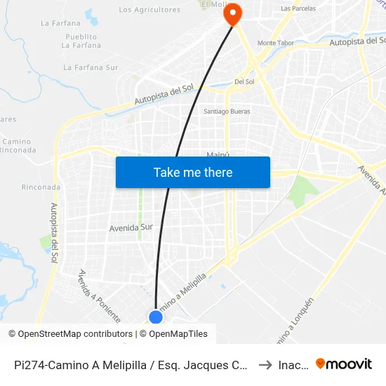 Pi274-Camino A Melipilla / Esq. Jacques Cousteau to Inacap map