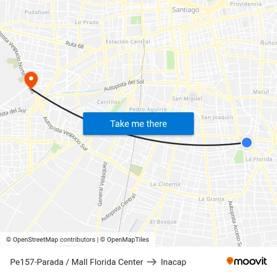Pe157-Parada / Mall Florida Center to Inacap map