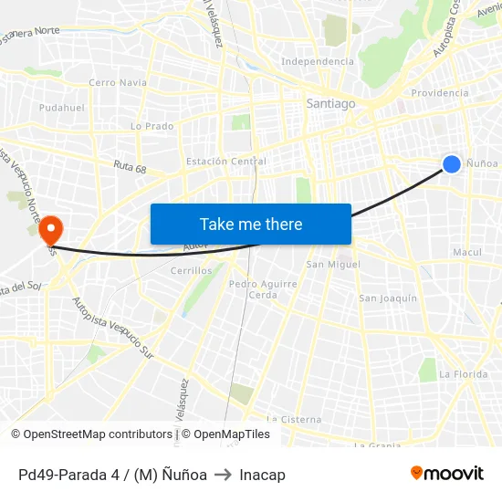Pd49-Parada 4 / (M) Ñuñoa to Inacap map
