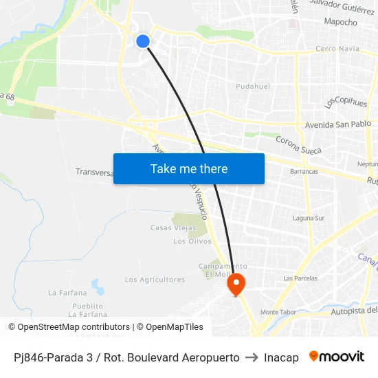 Pj846-Parada 3 / Rot. Boulevard   Aeropuerto to Inacap map