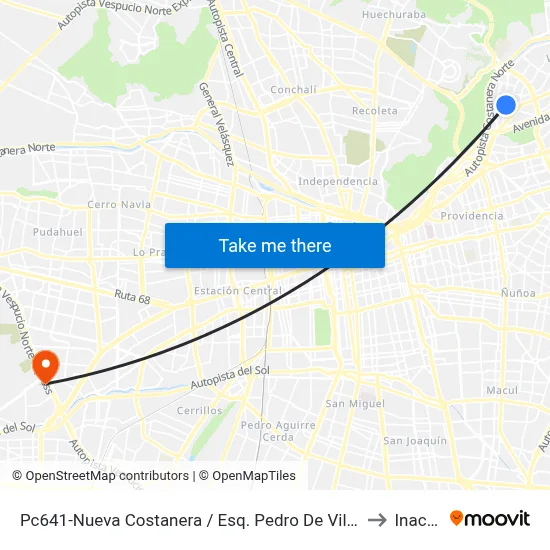 Pc641-Nueva Costanera / Esq. Pedro De Villagra to Inacap map