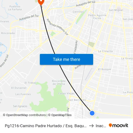 Pg1216-Camino Padre Hurtado / Esq. Baquedano to Inacap map