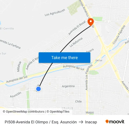 Pi508-Avenida El Olimpo / Esq. Asunción to Inacap map