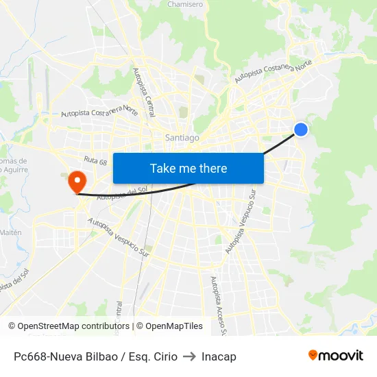 Pc668-Nueva Bilbao / Esq. Cirio to Inacap map