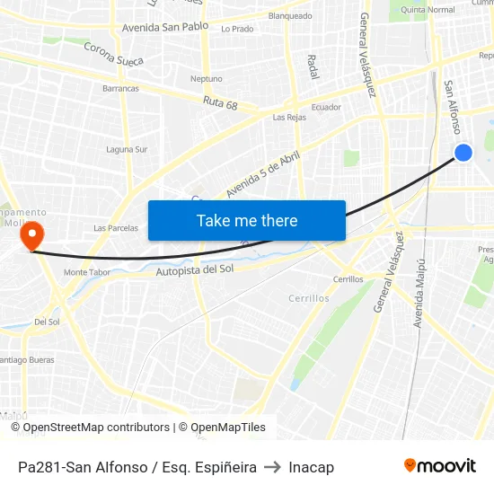 Pa281-San Alfonso / Esq. Espiñeira to Inacap map
