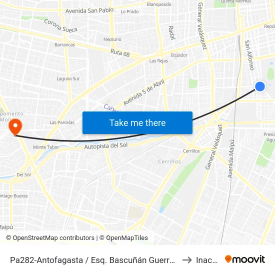 Pa282-Antofagasta / Esq. Bascuñán Guerrero to Inacap map