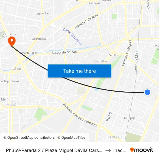 Ph369-Parada 2 / Plaza Miguel Dávila Carson to Inacap map