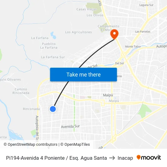 Pi194-Avenida 4 Poniente / Esq. Agua Santa to Inacap map
