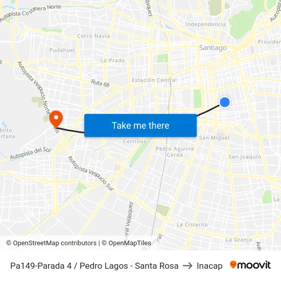 Pa149-Parada 4 / Pedro Lagos - Santa Rosa to Inacap map