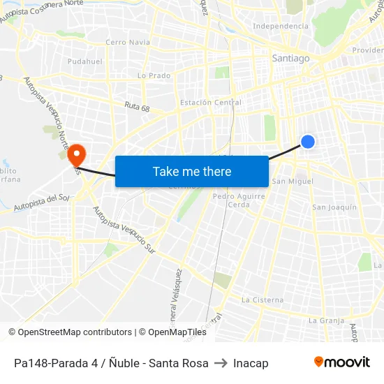 Pa148-Parada 4 / Ñuble - Santa Rosa to Inacap map