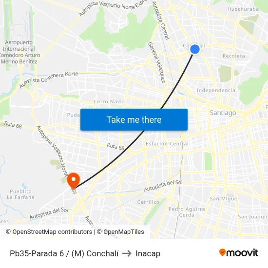 Pb35-Parada 6 / (M) Conchalí to Inacap map