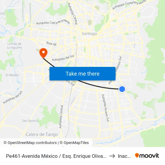 Pe461-Avenida México / Esq. Enrique Olivares to Inacap map