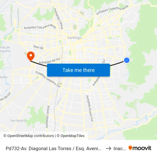 Pd732-Av. Diagonal Las Torres / Esq. Avenida Grecia to Inacap map