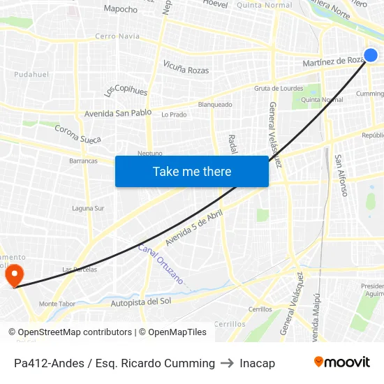 Pa412-Andes / Esq. Ricardo Cumming to Inacap map